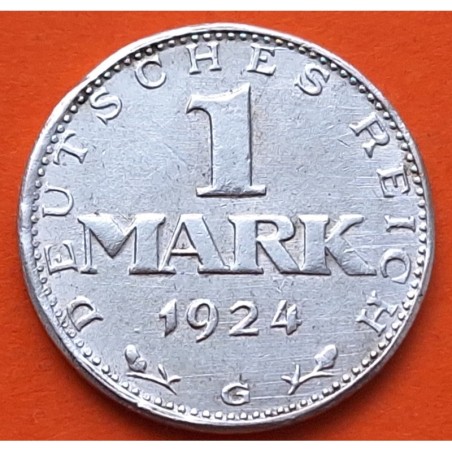ALEMANIA 1 MARCO 1924 G ÁGUILA - República del WEIMAR KM.42 MONEDA DE PLATA MBC Germany 1 Mark