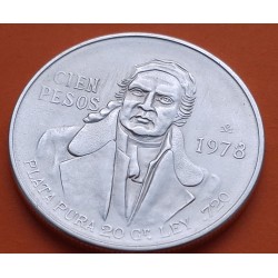 MEXICO 100 PESOS 1978 JOSE MORELOS KM.483.2 MONEDA DE PLATA EBC- México silver 0,46 ONZAS R/4