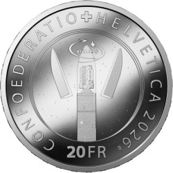 * 1 NOVIEMBRE Envío - BAJO PEDIDO * SUIZA 20 FRANCOS 2026 B COHETE ARIANE-6 MONEDA DE PLATA Switzerland