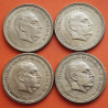 ** 4 monedas con ESTRELLA TRUCADA ** ESPAÑA 2,50 PESETAS 1953 * 68+69+70+71 FRANCO latón MBC+