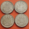 ** 4 monedas con ESTRELLA TRUCADA ** ESPAÑA 2,50 PESETAS 1953 * 68+69+70+71 FRANCO latón MBC+