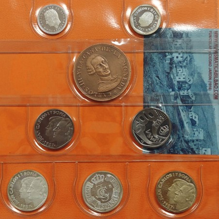 * 8 MONEDAS FNMT España 500 PESETAS 1987 PRUEBAS PLATA ACERO + 1 y 200 PESETAS E87 E-87 + MEDALLA BICENTENARIO DE CARLOS III 198