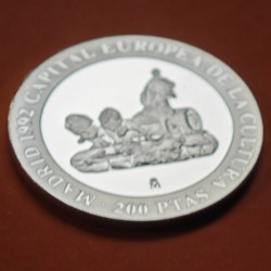 . 1 MONEDA + CÁPSULA x España 200 PESETAS 1992 ESTATUA DE LA CIBELES PLATA PROOF NO ESTUCHE FNMT