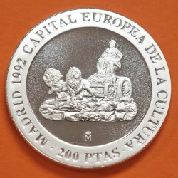 . 1 MONEDA + CÁPSULA x España 200 PESETAS 1992 ESTATUA DE LA CIBELES PLATA PROOF NO ESTUCHE FNMT