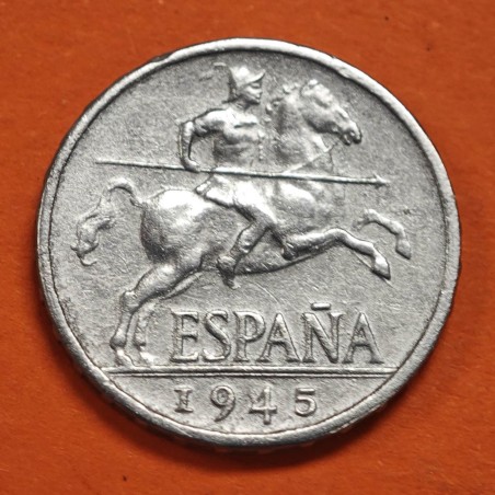 ESPAÑA 5 CENTIMOS 1945 JINETE IBERICO Época de FRANCO MONEDA DE ALUMINIO MBC- ESTADO ESPAÑOL R/2