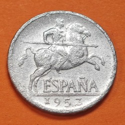 ESPAÑA 5 CENTIMOS 1953 JINETE IBERICO FRANCO KM.765 MONEDA DE ALUMINO @RARA@ MBC- Spain R/5