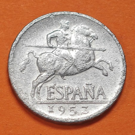 ESPAÑA 5 CENTIMOS 1953 JINETE IBERICO FRANCO KM.765 MONEDA DE ALUMINO @RARA@ MBC- Spain R/5
