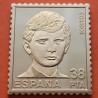 0,42 Onzas LINGOTE DE PLATA PURA y BAÑO DE ORO x ESPAÑA forma de sello 38 PESETAS - PRINCIPE FELIPE