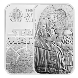 **AGOTADO** INGLATERRA DARK SIDE Lingote DARTH VADER STAR WARS JEDI 1 ONZA 2025 PLATA 999.9 ROYAL MINT