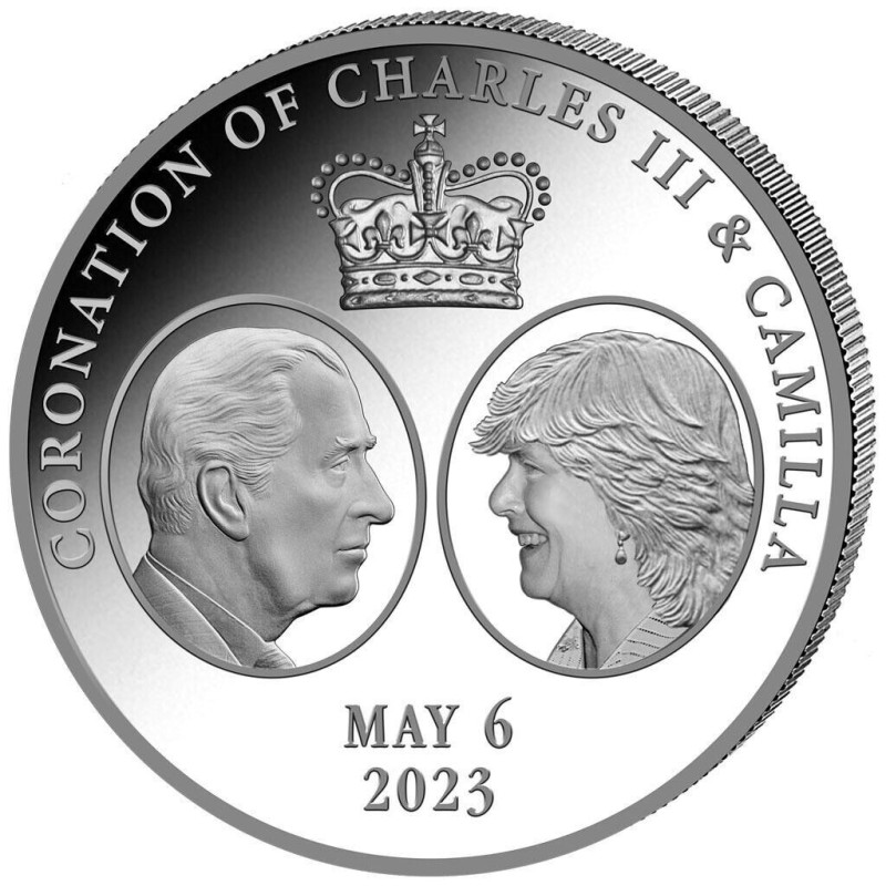 * CARLOS III y CAMILA - 1ª ONZA JUNTOS * CAMERUN 1000 FRANCOS 2023 CHARLES III CORONATION MONEDA DE PLATA OZ