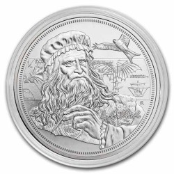 ** RARA ** NIUE 5 DOLARES 2021 LEONARDO DA VINCI Serie ICONS OF INSPIRATION 2ª MONEDA DE PLATA OZ ONZA