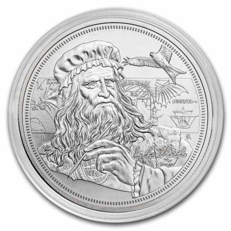 ** RARA ** NIUE 5 DOLARES 2021 LEONARDO DA VINCI Serie ICONS OF INSPIRATION 2ª MONEDA DE PLATA OZ ONZA