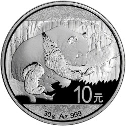 CHINA 10 YUAN 2016 OSO PANDA y PAGODA MONEDA DE PLATA Cápsula SILVER 30 Grs. 1 ONZA Oz Ounce
