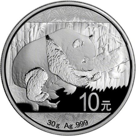 CHINA 10 YUAN 2016 OSO PANDA y PAGODA MONEDA DE PLATA Cápsula SILVER 30 Grs. 1 ONZA Oz Ounce
