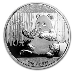CHINA 10 YUAN 2017 OSO PANDA CON BAMBU y PAGODA MONEDA DE PLATA @RARA@ Cápsula SILVER 30 Grs. 1 ONZA Oz Ounce