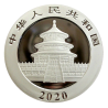 CHINA 10 YUAN 2020 OSO PANDA COMIENDO BAMBU y PAGODA MONEDA DE PLATA Cápsula SILVER 30 Grs. 1 ONZA Oz Ounce