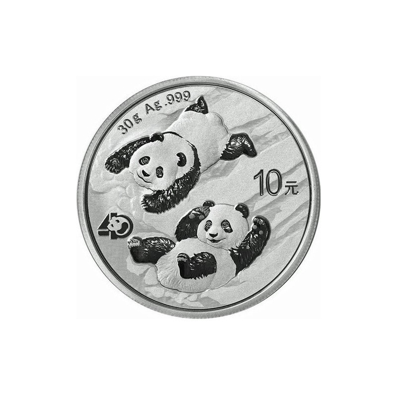 CHINA 10 YUAN 2022 OSO PANDA EN LA NIEVE y PAGODA MONEDA DE PLATA Cápsula SILVER 30 Grs. 1 ONZA Oz Ounce