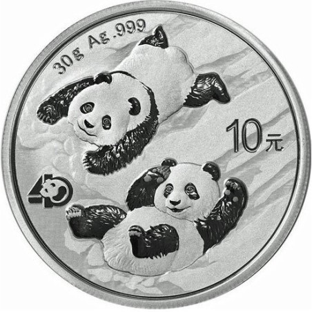 CHINA 10 YUAN 2022 OSO PANDA EN LA NIEVE y PAGODA MONEDA DE PLATA Cápsula SILVER 30 Grs. 1 ONZA Oz Ounce