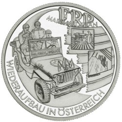 AUSTRIA 20 EUROS 2003 PLAN MARSHALL JEEP WWII KM.3107 MONEDA DE PLATA PROOF Österreich Nachkriegszeit