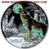AUSTRIA 3 EUROS 2017 LOBO @ESCASA@ MONEDA DE NICKEL A COLORES SC @SE ILUMINA EN LA NOCHE@ Österreich WOLF