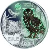 @RARA@ AUSTRIA 3 EUROS 2018 BUHO MONEDA DE NICKEL A COLORES SC @SE ILUMINA EN LA NOCHE@ Österreich EULE 3 Euro Coin