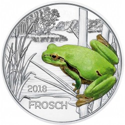 . AUSTRIA 3 EUROS 2018 RANA MONEDA DE NICKEL A COLORES SC @SE ILUMINA EN LA NOCHE@ Österreich FROSCH 3 Euro Coin
