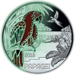 AUSTRIA 3 EUROS 2018 PAPAGAYO @ESCASA@ MONEDA DE NICKEL A COLORES SC @SE ILUMINA EN LA NOCHE@ Österreich PAPAGEI Coin