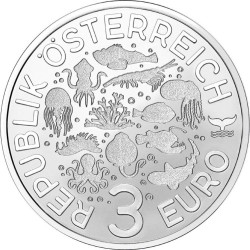 ** Lote 12 MONEDAS ** AUSTRIA 3 EUROS 2022 a 2025 Serie VIDA MARINA COLORES NICKEL SC Österreich