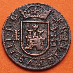 **FECHA NO VISIBLE** ESPAÑA Rey FELIPE III 8 MARAVEDIES 1607 ¿? SEGOVIA KM.9.5 MONEDA DE COBRE Philippvs III