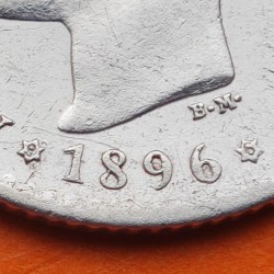 @RARA@ ESPAÑA Rey ALFONSO XIII 50 CENTIMOS 1896 * 9/6 PGV Tipo TUPE KM.705 MONEDA DE PLATA Spain silver R/1