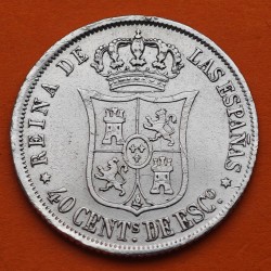 @RARA@ ESPAÑA Reina ISABEL II 40 CENTIMOS DE ESCUDO 1866 Ceca de MADRID KM.628.2 MONEDA DE PLATA Spain