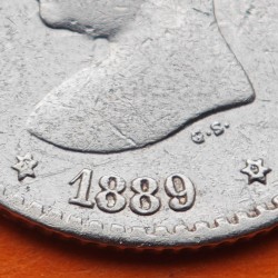 @ESCASA@ ESPAÑA Rey ALFONSO XIII 50 CENTIMOS 1889 * 8 9 MPM Tipo PELON KM.690 MONEDA DE PLATA Spain silver R/3