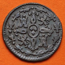 ESPAÑA Rey FERNANDO VII 2 MARAVEDIES 1828 Ceca de SEGOVIA KM.487.1 MONEDA DE COBRE MBC Spain 2 Maravedis R/3