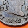 ESPAÑA Rey FERNANDO VII 2 MARAVEDIES 1828 Ceca de SEGOVIA KM.487.1 MONEDA DE COBRE MBC Spain 2 Maravedis R/3