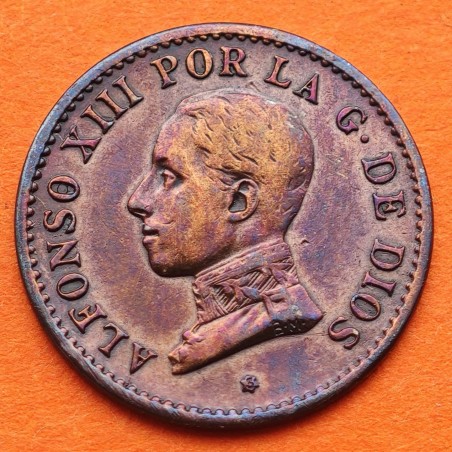 @PÁTINA@ ESPAÑA Rey ALFONSO XIII 1 CENTIMO 1913 * 3 PCV REY y ESCUDO KM.731 MONEDA DE BRONCE EBC- Spain R/2