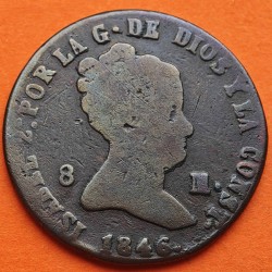 ESPAÑA Reina ISABEL II 8 MARAVEDIES 1846 Ceca de SEGOVIA KM.531.3 MONEDA DE COBRE Spain 8 Maravedis R/3
