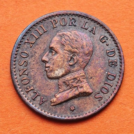 ESPAÑA Rey ALFONSO XIII 1 CENTIMO 1912 * 2 PCV REY y ESCUDO KM.731 MONEDA DE BRONCE MBC+ Spain R/1