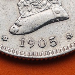 ESPAÑA Rey ALFONSO XIII 2 PESETAS 1905 * 19 05 SMV KM.725 MONEDA DE PLATA MBC @LIMPIADA@ Spain silver coin R/2