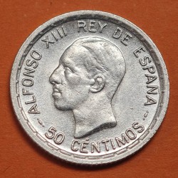 . @PRECIOSA@ ESPAÑA Rey ALFONSO XIII 50 CENTIMOS 1926 PCS REY y ESCUDO KM.741 MONEDA DE PLATA SC- Spain silver R/3