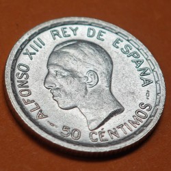 . @PRECIOSA@ ESPAÑA Rey ALFONSO XIII 50 CENTIMOS 1926 PCS REY y ESCUDO KM.741 MONEDA DE PLATA SC- Spain silver R/3