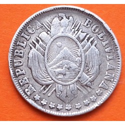 BOLIVIA 20 CENTAVOS 1884 FE Ceca de POTOSI KM.159.2 MONEDA DE PLATA MBC- silver coin R/2