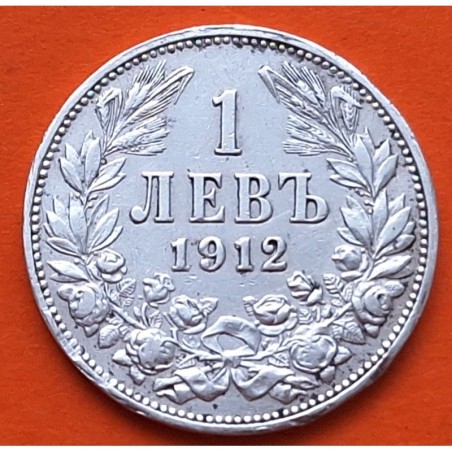 BULGARIA 1 LEV 1912 REY FERNANDO I Ceca KREMNITZ KM.31 MONEDA DE PLATA MBC+ Bulgarien silver 1 Leva 1912