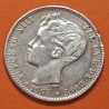 ESPAÑA Rey ALFONSO XIII 1 PESETA 1902 * 19 02 SMV tipo TUPÉ KM.706 MONEDA DE PLATA MBC- Spain silver R/3
