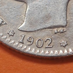 ESPAÑA Rey ALFONSO XIII 1 PESETA 1902 * 19 02 SMV tipo TUPÉ KM.706 MONEDA DE PLATA MBC- Spain silver R/3
