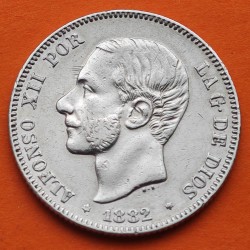 ESPAÑA Rey ALFONSO XII 2 PESETAS 1882 * 18 82 MSM REY y ESCUDO KM.685 MONEDA DE PLATA MBC Spain silver coin R/5