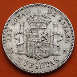 ESPAÑA Rey ALFONSO XII 2 PESETAS 1882 * 18 82 MSM REY y ESCUDO KM.685 MONEDA DE PLATA MBC Spain silver coin R/5