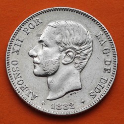 ESPAÑA Rey ALFONSO XII 2 PESETAS 1882 * 18 82 MSM REY y ESCUDO KM.685 MONEDA DE PLATA MBC Spain silver coin R/5