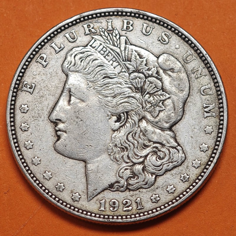ESTADOS UNIDOS 1 DOLAR 1921 D MORGAN KM.110 MONEDA DE PLATA MBC USA $1 Dollar Coin @ULTIMO AÑO DE FABRICACION@ R/2