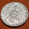 . REINO DE WUERTTEMBERG Alemania 3 MARCOS 1909 F WILHELM II KM.635 MONEDA DE PLATA MBC Germany Deutsches Reich