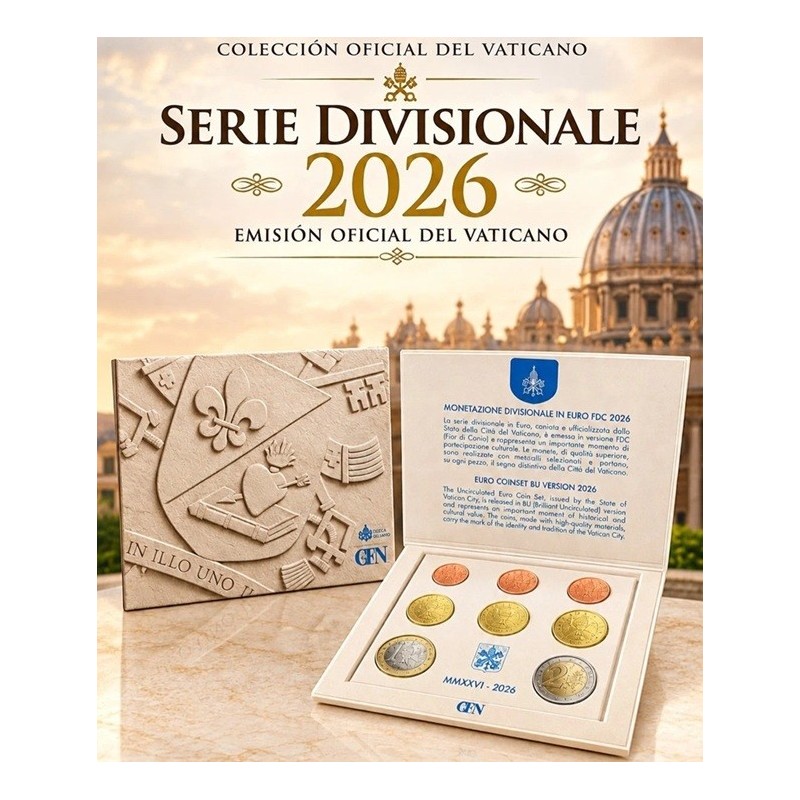 ** 1º EUROS DEL PAPA LEÓN XIV ** VATICANO CARTERA OFICIAL EUROS 2026 SC 1+2+5+10+20+50 Cts + 1€ + 2€